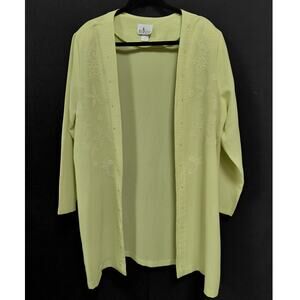 WHISPER Embroidered Open Front Cardigan Women See Measurements